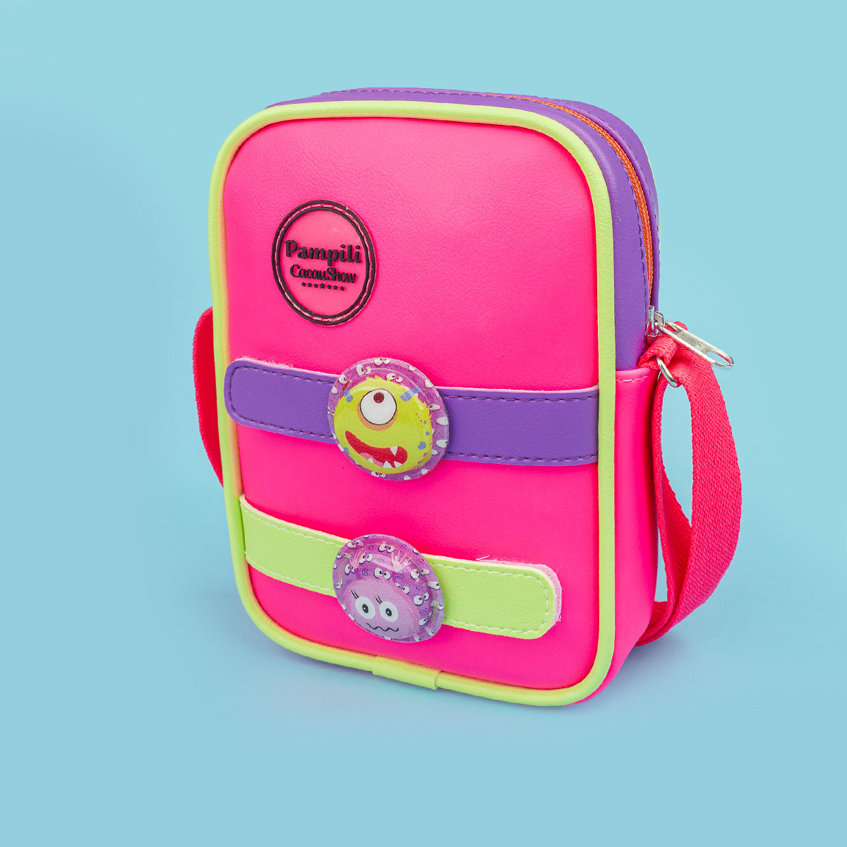 Bolsa de Led Pampili Chocomonstros Cacau Show Pink Colorida