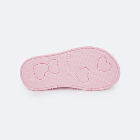 Sandália Papete Infantil Pampili Petit Velcro Triplo Rosa Suspiro