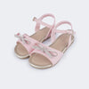 Sandália Infantil Feminina Mili Lacinho Strass Rosa