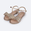 Sandália Infantil Pampili Cherrie Laço Duplo Glitter e Strass Dourada
