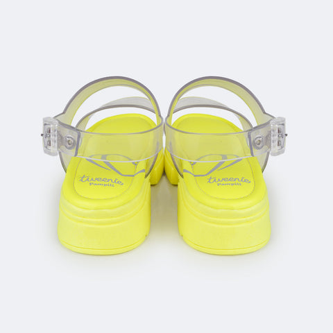 Sandália Feminina Tweenie Maya Glee Tiras Transparente e Amarela - traseira da sandalia transparente