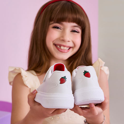 Tênis Infantil Pampili XP24 Morango Branco - PRÉ VENDA
