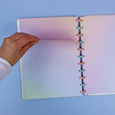 Refil Caderno Inteligente Grande 30 Folhas Rainbow Pautado Colorido - folhas com linhas