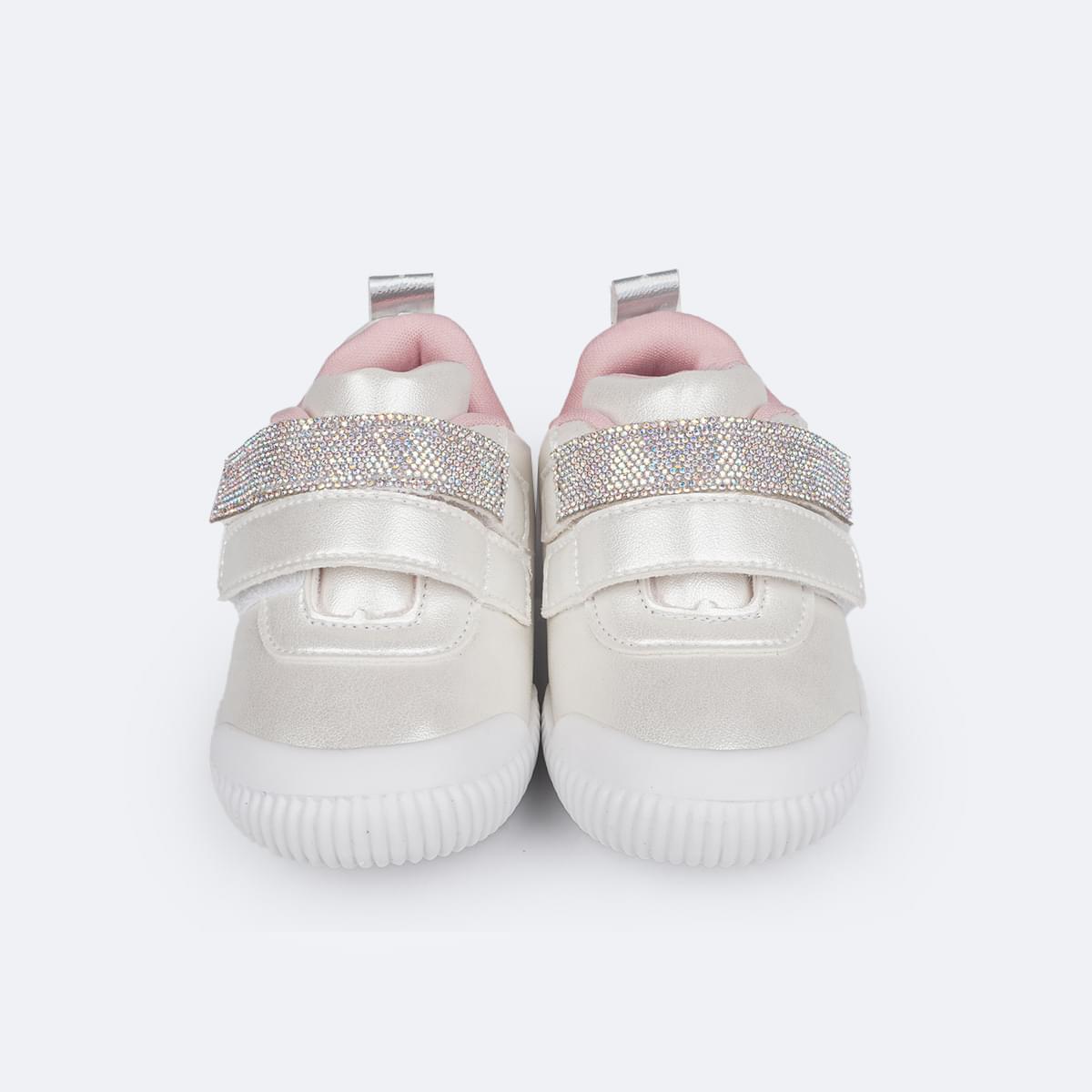 Tênis Infantil Feminino Pampili Yuyu Manta de Strass Branco