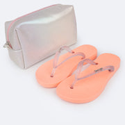 Chinelo Infantil Pampili Love Laranja Neon - Vem com necessaire!