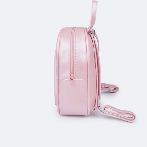  Mochila de Led Infantil Pampili Glitter e Coração Rosa Glacê