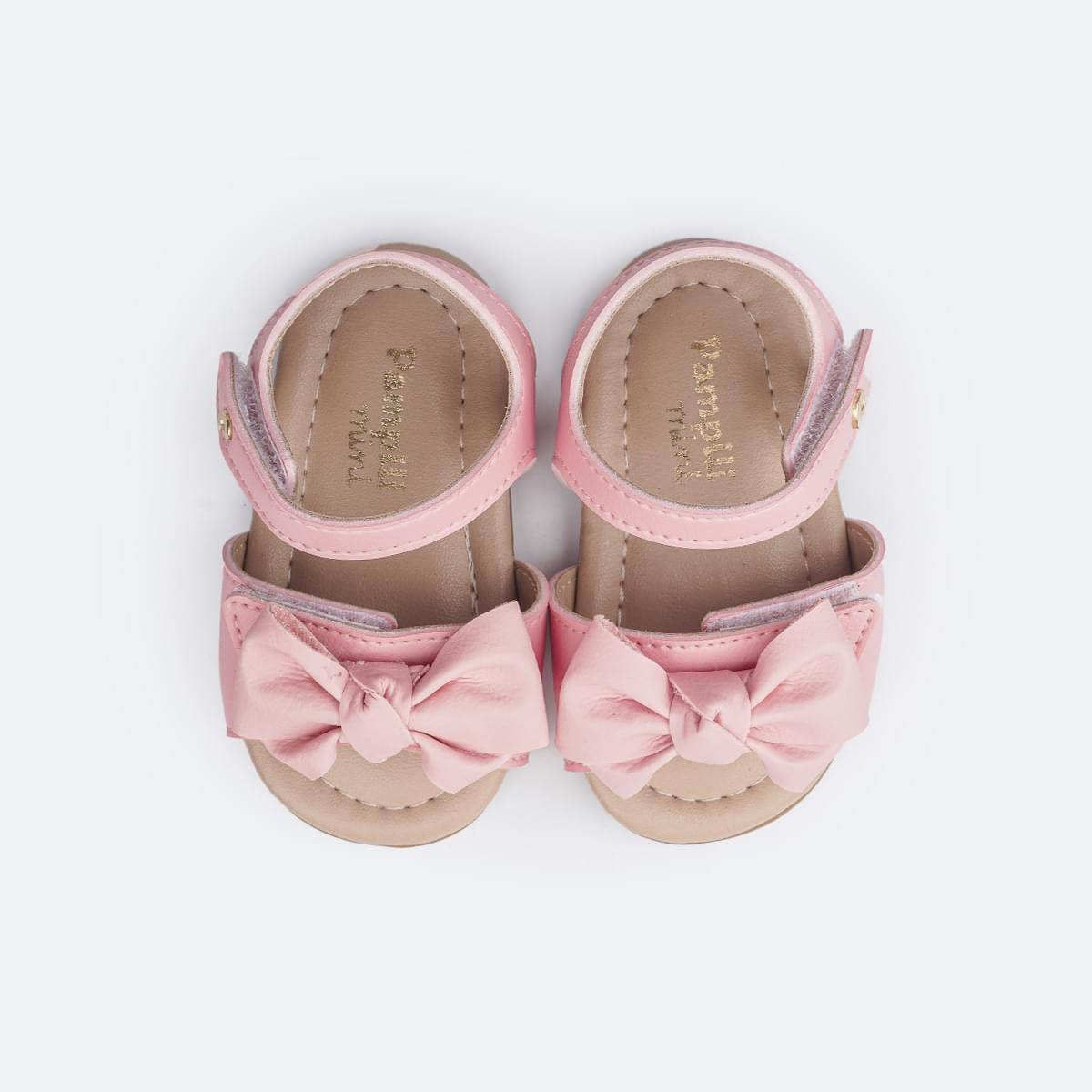 Sandália de Bebê Pampili Nana Laço Duplo Rosa Glacê - superior da sandália