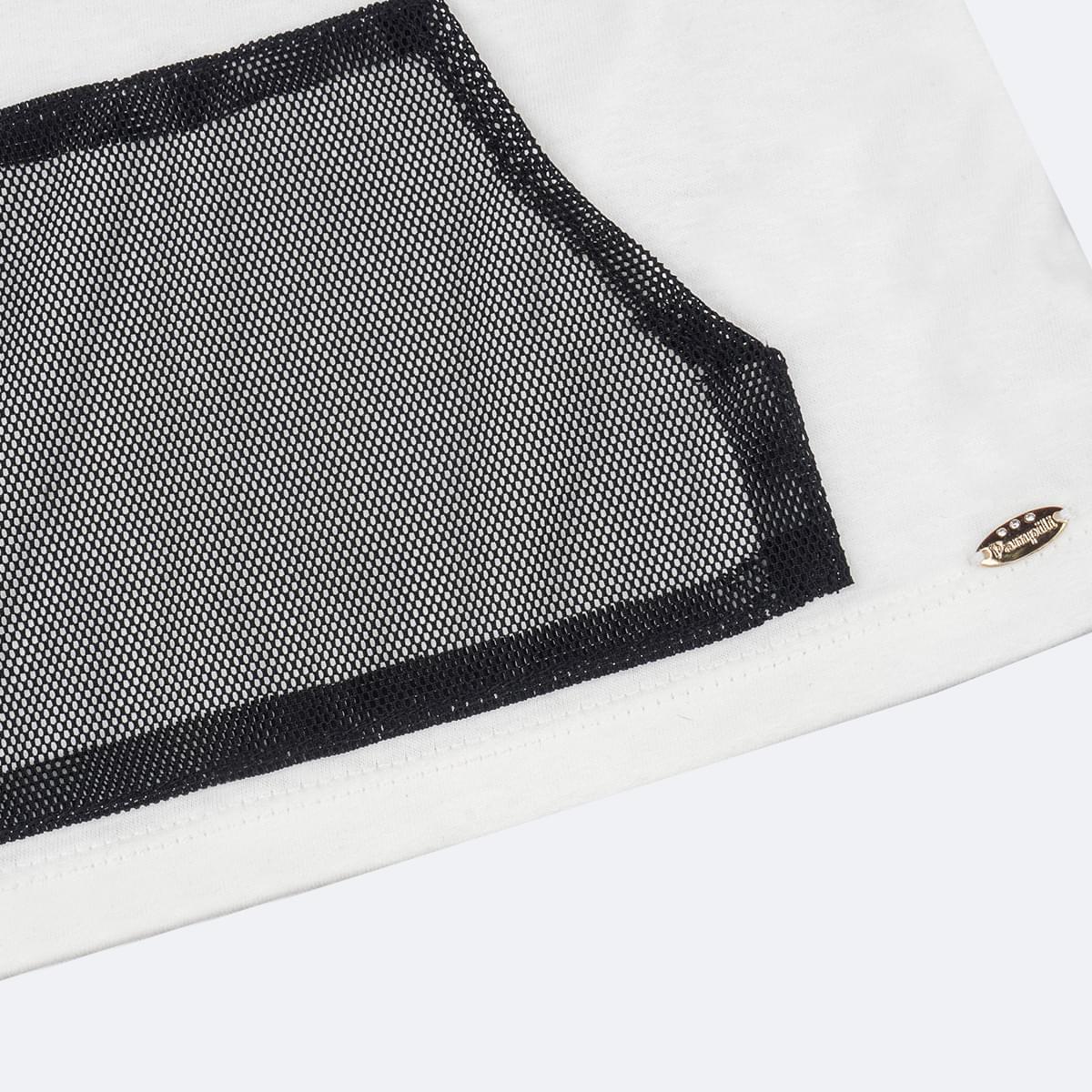 Camiseta Infantil Pampili Today's Mood Off White e Preta - bolso da camiseta