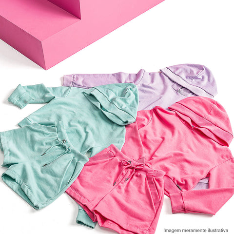 Conjunto Moletom Infantil Vic&Vicky Blusão Boxy e Short Rosa - moletom infantil feminino