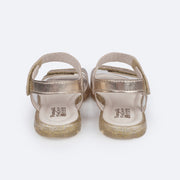 Sandália de Led Infantil Pampili Lulli Laço Glitter Dourada - traseira da sandália metalizada