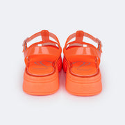 Sandália Feminina Tweenie Maya Glee Laranja Neon - traseira da sandália de plástico