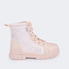 Bota Coturno Infantil Feminina Lucky Glitter Strass Rosa