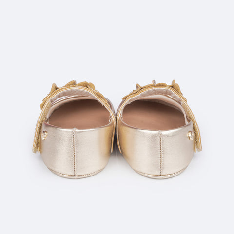 Sapato de Bebê Pampili Nina Flores Dourado - traseira do sapato de bebe dourado