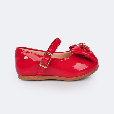 Sapato Infantil Pampili Mini Angel Strass Vermelho Peper Verniz - sapatilha infantil