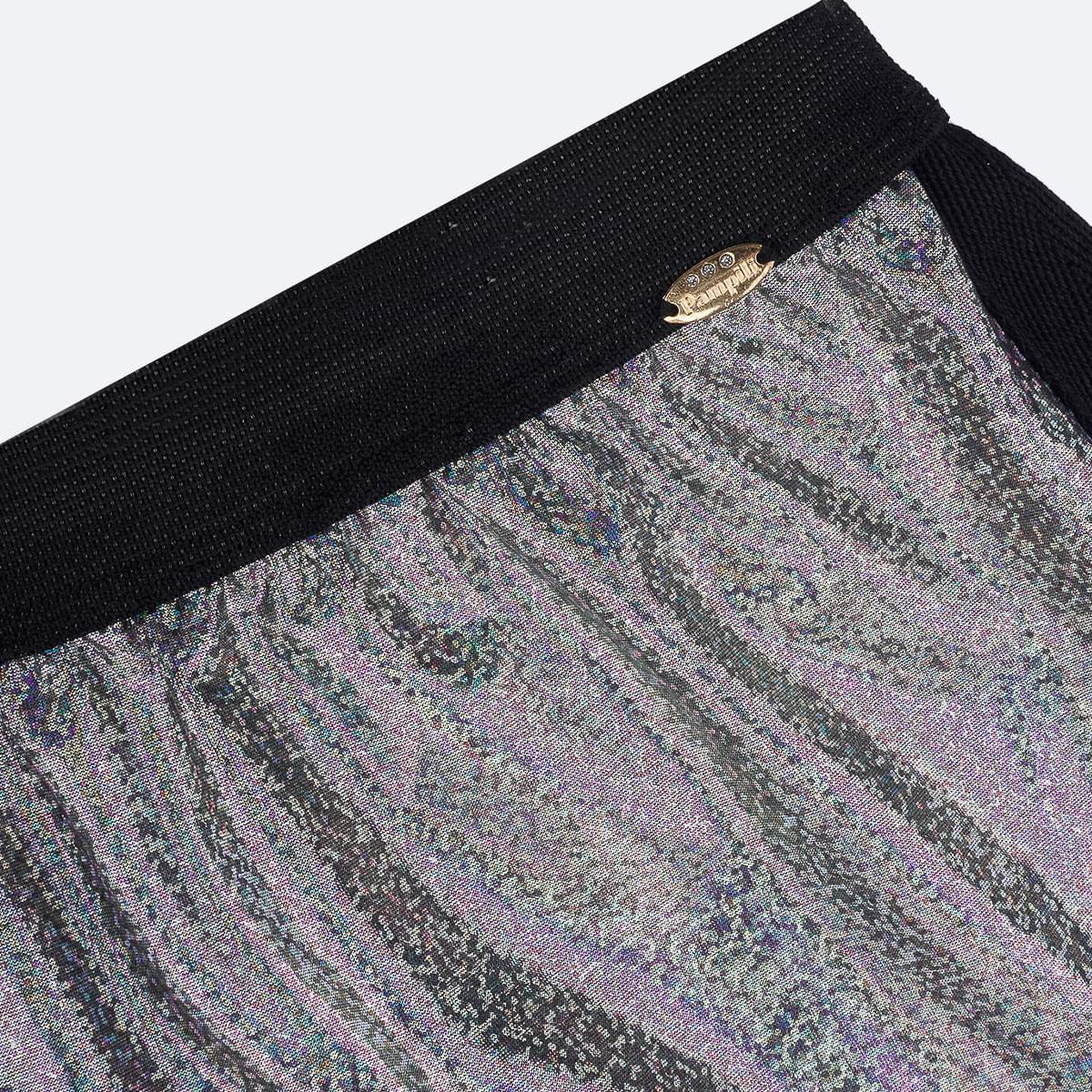 Short Saia Infantil Pampili Prata Holográfico - saia com detalhe metalizado da marca