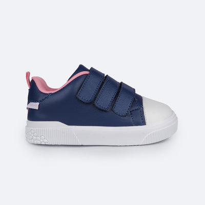 Tênis Infantil Pampili Yumi Velcro Triplo Marinho - lateral do tênis com velcro infantil