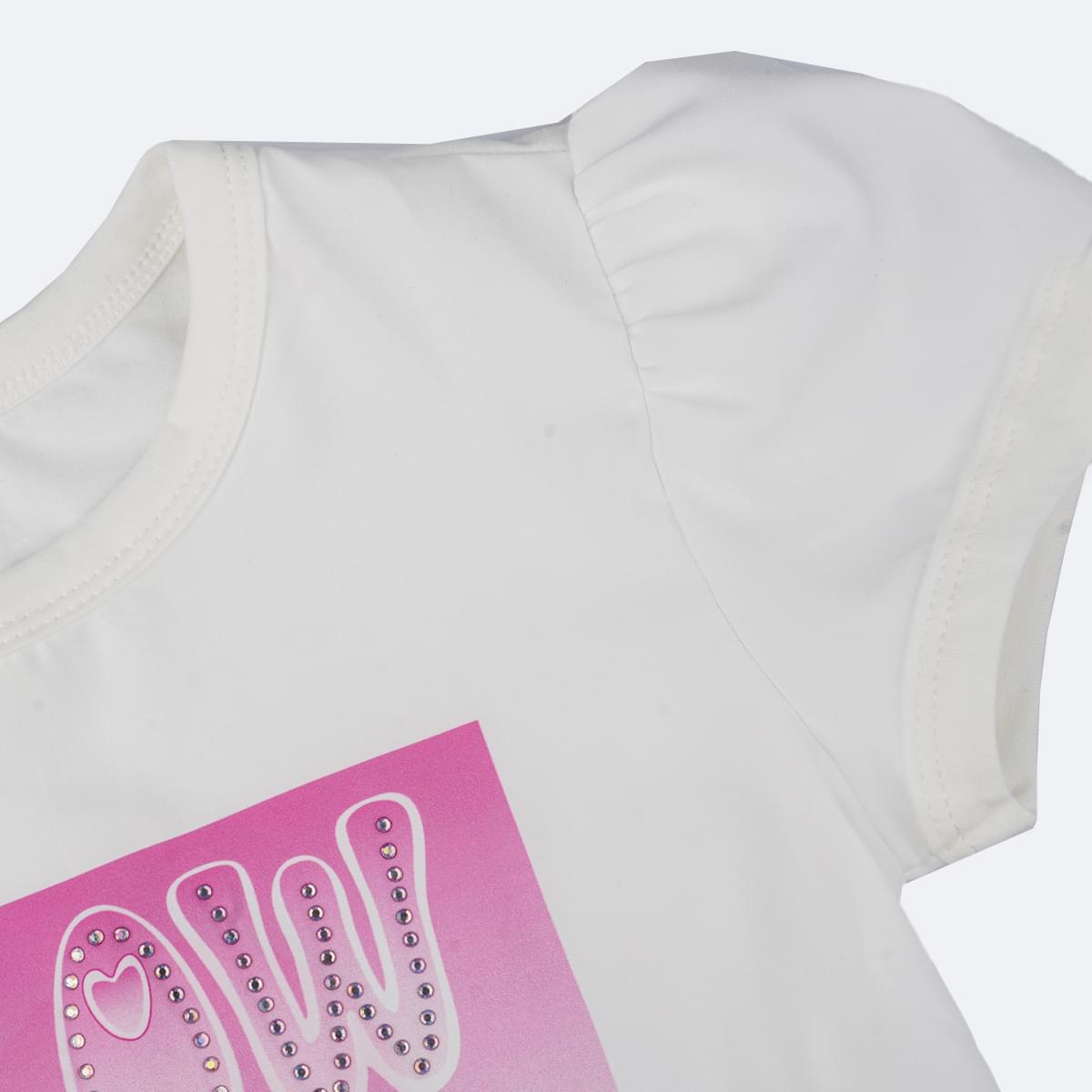 Camiseta Infantil Pampili Glow Girl Off White - manga princesa