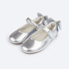 Sapatilha de Couro Infantil Feminina Ceci Laço Prata