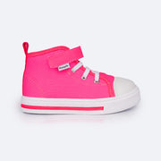 Tênis Cano Médio Pampili Mini Easy Pink Neon - lateral do tênis