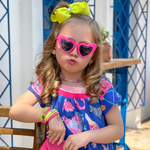 Óculos de Sol Infantil Flexível KidSplash! Proteção UV Coração Pink - oculos de sol infantil flexível