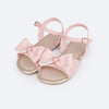 Sandália Infantil Primeiros Passos Pampili Mili Laço Pingente Coração de Strass Rosa