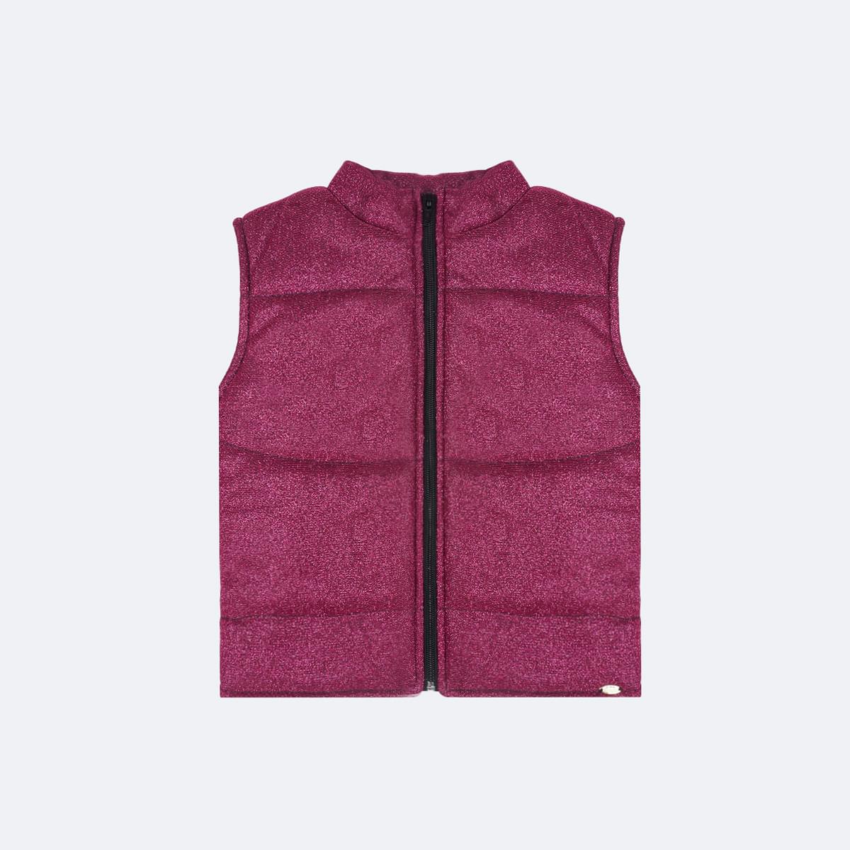 Colete Feminino Pampili Puffer Lurex com Brilho Pink