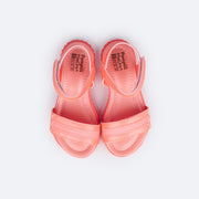 Sandália Papete Infantil Pampili Candy Listras Glitter Coral - superior da sandália confortável