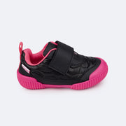 Tênis Infantil Pampili Yuyu Matelassê Comfy Preto e Pink Fluor