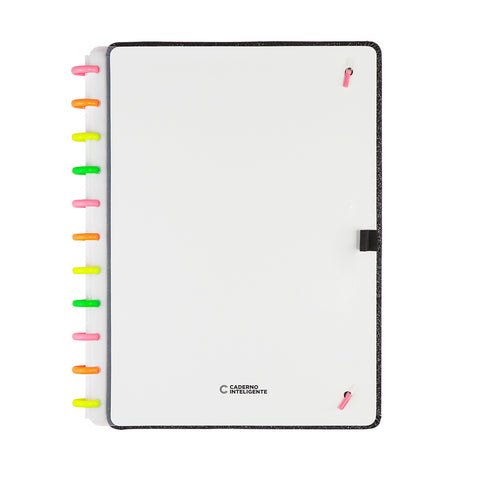 Caderno Inteligente Lets Glitter Neon Grande Preto - contra capa do caderno