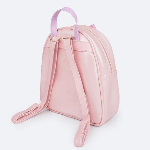 Mochila Infantil Pampili Glitter Rosa e Colorida - traseira da mochila
