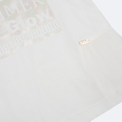Camiseta Infantil Pampili Summer Glow Tule Off White - detalhe metalizado 