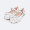 Sapatilha Infantil Pampili Bailarina Laço com Glitter e Strass Branca