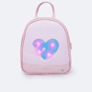  Mochila de Led Infantil Pampili Glitter e Coração Rosa Glacê