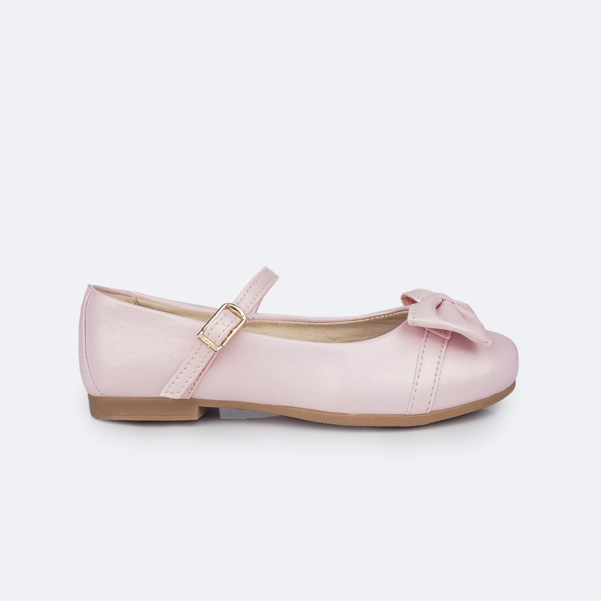 Sapato Infantil Pampili Angel Laço Pingente Pérola e Strass Rosa Claro