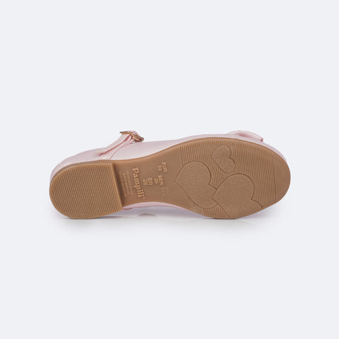 Sapato Infantil Pampili Angel Laço Pingente Pérola e Strass Rosa Claro