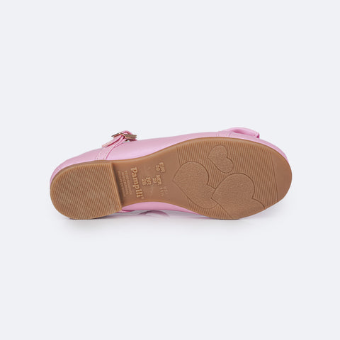 Sapato Infantil Pampili Angel Laço Pingente Pérola e Strass Rosa