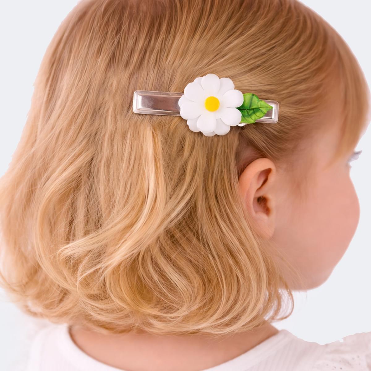 Presilha de Cabelo Flor Margarida Branca