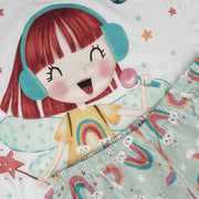 Pijama Infantil Alakazoo Brilha no Escuro Sky Branco e Verde - detalhes do pijama