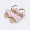 Sandália de Bebê Pampili Nana Laço com Strass e Pérolas Rosa