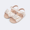 Sandália de Bebê Pampili Nana Laço com Strass e Pérolas Nude