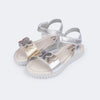 Sandália Infantil Feminina Candy Fecho Duplo Borboleta Prata