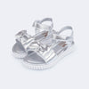 Sandália Infantil Pampili Candy com Laço Prata