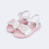 Sandália Infantil Feminina Candy Laço Branco e Rosa