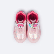 Tênis de Led Infantil Pampili Sneaker Luz Pets Rosê e Colorido - superior do tênis confortável