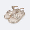 Sandália Infantil Pampili Cora Lacinho Removível Metalizada Dourada