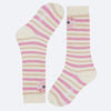 Meia Infantil Feminina 3/4 Pampili Lúdica Listras Marfim e Rosa