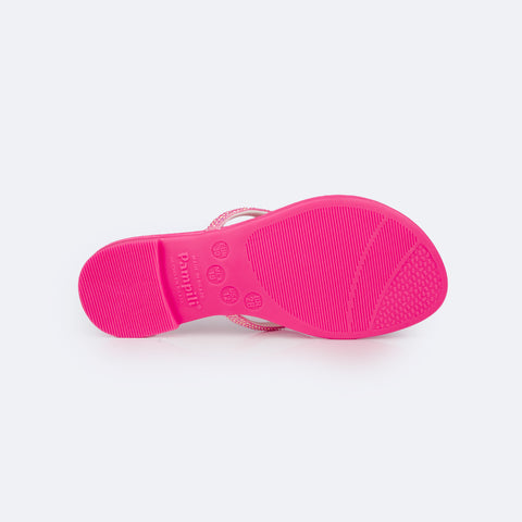 Sandália Chinelo Infantil Pampili Iris Strass Pink Fluor