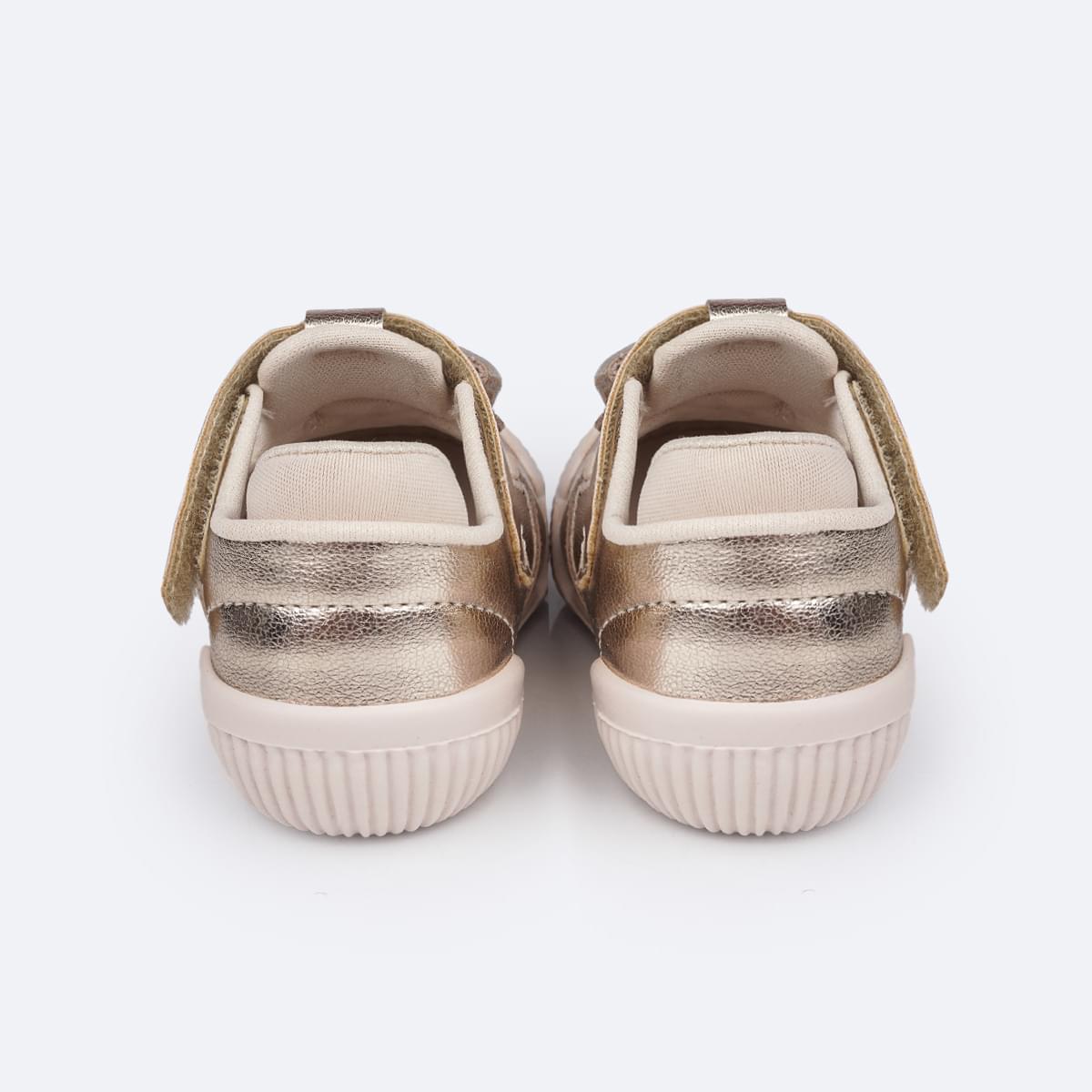 Tênis Infantil Feminino Pampili Yuyu Laço com Strass Dourado - traseira do tênis de bebê