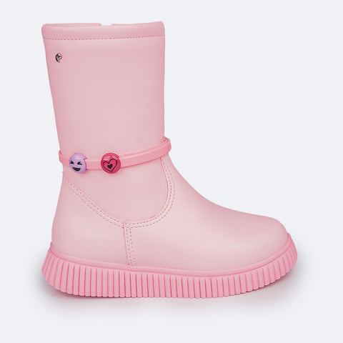 Bota Infantil Feminina Pampili Candy Miçangas Rosa Giz