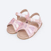Sandália de Bebê Pampili Nana Laço Strass Rosê Holográfica